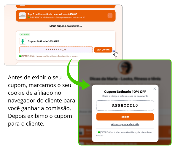 Cupom oculto no Aquimeulink